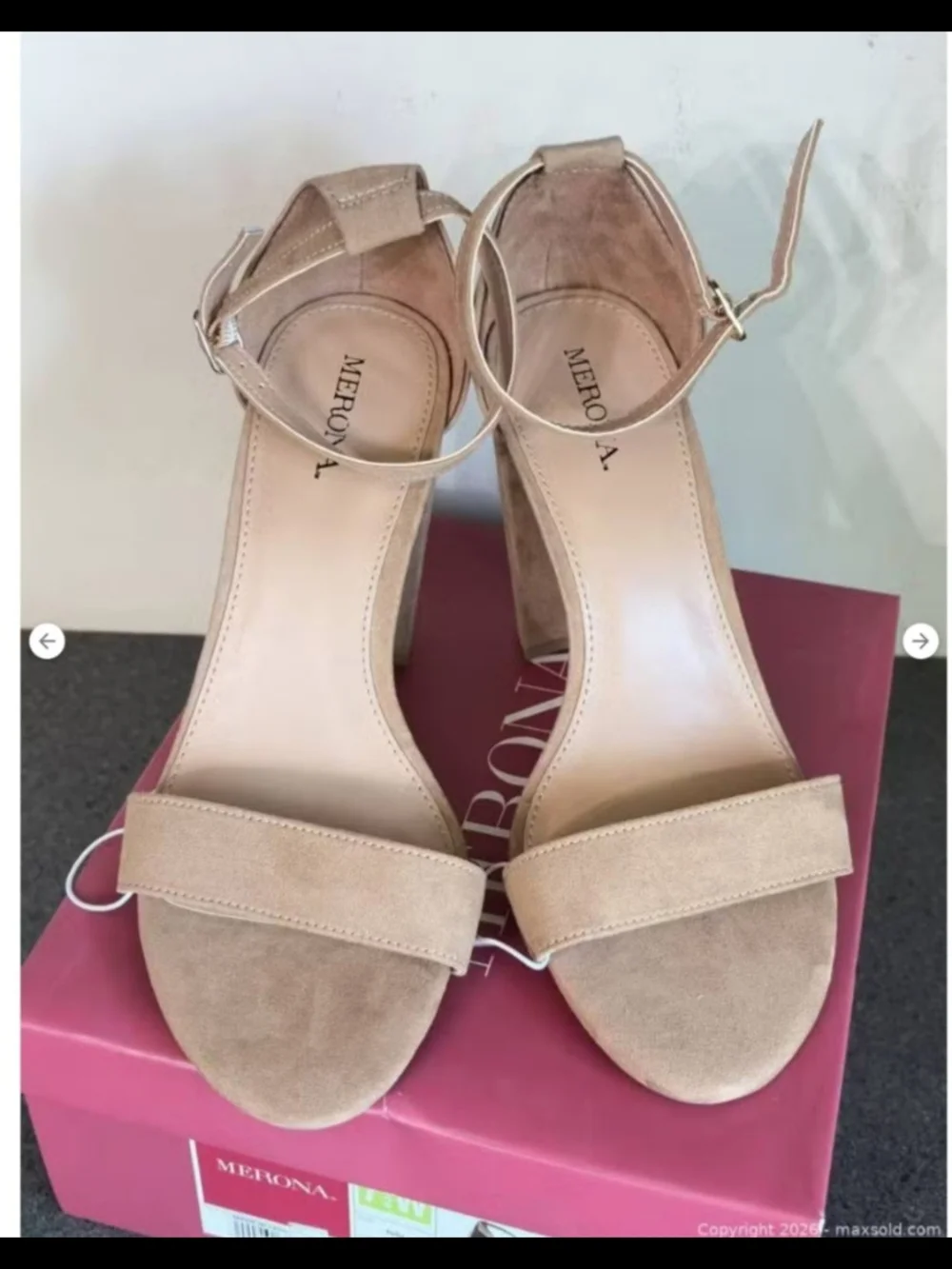 Merona Nude/Tan Suede Ankle-Strap Block Heel Sandals - Picture 4 of 4